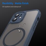 Husa pentru iPhone 12 cu protectie pentru lentile si MagSafe EasyCharge, Ghost Series Anti-ingalbenire, frosted - Albastru