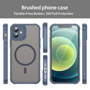 Husa pentru iPhone 12 cu protectie pentru lentile si MagSafe EasyCharge, Ghost Series Anti-ingalbenire, frosted - Albastru