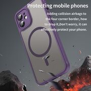 Husa pentru iPhone 12 cu protectie pentru lentile si MagSafe EasyCharge, Ghost Series Anti-ingalbenire, frosted - Mov