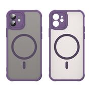 Husa pentru iPhone 12 cu protectie pentru lentile si MagSafe EasyCharge, Ghost Series Anti-ingalbenire, frosted - Mov