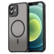 Husa pentru iPhone 12 cu protectie pentru lentile si MagSafe EasyCharge, Ghost Series Anti-ingalbenire, frosted - Negru