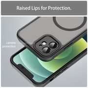 Husa pentru iPhone 12 cu protectie pentru lentile si MagSafe EasyCharge, Ghost Series Anti-ingalbenire, frosted - Negru