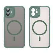 Husa pentru iPhone 12 cu protectie pentru lentile si MagSafe EasyCharge, Ghost Series Anti-ingalbenire, frosted - Verde