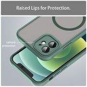 Husa pentru iPhone 12 cu protectie pentru lentile si MagSafe EasyCharge, Ghost Series Anti-ingalbenire, frosted - Verde