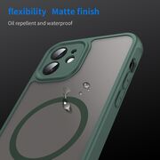 Husa pentru iPhone 12 cu protectie pentru lentile si MagSafe EasyCharge, Ghost Series Anti-ingalbenire, frosted - Verde