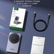 Incarcator fara Fir 2in1, 25W, 3A, USB-C - Ugreen W528 (45055) - White