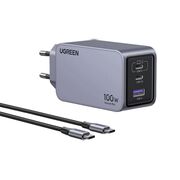 Incarcator USB, Type-C, GaN, 100W, 3A, QC4.0+, PD3.0 - Ugreen Nexode Pro X757 (25874) - Grey