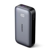 Baterie Externa fara Fir cu Display Digital, USB, Type-C, 10000mAh, 30W, 5V/3A - Ugreen PB502 (25185) - Grey