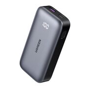 Baterie Externa fara Fir cu Display Digital, USB, Type-C, 10000mAh, 30W, 5V/3A - Ugreen PB502 (25185) - Grey