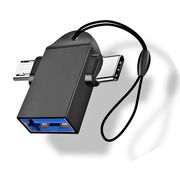 Adaptor Multiport, USB la Micro-USB si Type-C, Aluminiu - TwoVoltX (A16) - Black