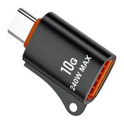 Adaptor USB 3.0 la Type-C, OTG, 10Gbps, 240W, Aluminiu  - HyperPort (A1) - Black / Orange