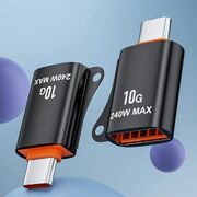 Adaptor USB 3.0 la Type-C, OTG, 10Gbps, 240W, Aluminiu  - HyperPort (A1) - Black / Orange
