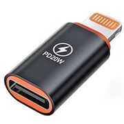 Adaptor USB-C la iPhone, PD20W, Aluminiu - HyperPort (A3) - Black / Orange