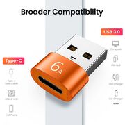 Adaptor USB-C la USB-A, 6A, Aluminiu -  HyperPort (A4) - Black / Orange
