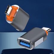 Adaptor USB la Type-C, 5Gbps, 6A, Aluminiu - SlateVolt (A9) - Gray / Orange