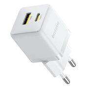 Incarcator EU 2 in 1 USB, Type-C, 1m, 30W - Baseus Palm (P1011160A213-00) - Moon White