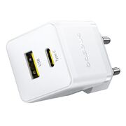 Incarcator EU 2 in 1 USB, Type-C, 1m, 30W - Baseus Palm (P1011160A213-00) - Moon White