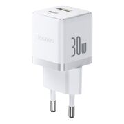 Incarcator EU 2 in 1 USB, Type-C, 1m, 30W - Baseus Palm (P1011160A213-00) - Moon White