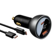 Incarcator Masina, Type-C, USB, 140W + Cablu USB-C 240W - Baseus (CGZX070001) - Black