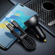 Incarcator Masina, Type-C, USB, 140W + Cablu USB-C 240W - Baseus (CGZX070001) - Black
