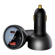 Incarcator Masina, Type-C, USB, 140W + Cablu USB-C 240W - Baseus (CGZX070001) - Black