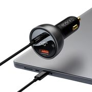 Incarcator Masina, Type-C, USB, 140W + Cablu USB-C 240W - Baseus (CGZX070001) - Black