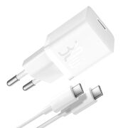 Incarcator Type-C, Fast Charging, GaN, 30W + Cablu Type-C 100W, 1m - Baseus (P10110902213-00) - Moon White