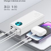 Acumulator Extern 4x USB, Type-C, Lighting, Micro-USB, Fast Charge, 65W, 26800mAh - Baseus Amblight (P10022402223-00) - White
