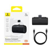 Power Bank pentru Telefon, Lightning, 20W, 5000mAh, Cablu Type-C - Baseus (P10068307413-00) - Black