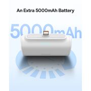 Power Bank pentru Telefon, Lightning, 20W, 5000mAh, Cablu Type-C - Baseus (P10068307413-00) - White