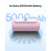 Power Bank pentru Telefon, Lightning, 20W, 5000mAh, Cablu Type-C - Baseus (P10068307413-00) - Baby Pink