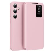 Husa pentru  Samsung Galaxy A56 Smart Window View Tip Carte – Design Premium, Vizualizare Inteligenta, Protectie 360°, Card Slot, Textura Mata Eleganta - Roz