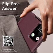 Husa pentru  Samsung Galaxy S24 FE Smart Window View Tip Carte – Design Premium, Vizualizare Inteligenta, Protectie 360°, Card Slot, Textura Mata Eleganta - Bordeaux