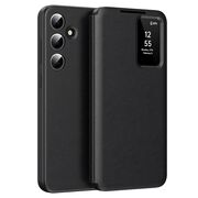 Husa pentru  Samsung Galaxy S24 FE Smart Window View Tip Carte – Design Premium, Vizualizare Inteligenta, Protectie 360°, Card Slot, Textura Mata Eleganta - Negru