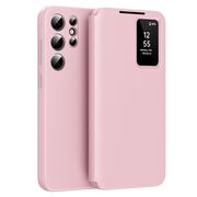 Husa pentru  Samsung Galaxy S24 Ultra Smart Window View Tip Carte – Design Premium, Vizualizare Inteligenta, Protectie 360°, Card Slot, Textura Mata Eleganta - Roz