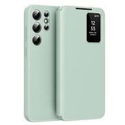 Husa pentru  Samsung Galaxy S24 Ultra Smart Window View Tip Carte – Design Premium, Vizualizare Inteligenta, Protectie 360°, Card Slot, Textura Mata Eleganta - Verde