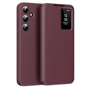 Husa pentru  Samsung Galaxy S25+ Smart Window View Tip Carte – Design Premium, Vizualizare Inteligenta, Protectie 360°, Card Slot, Textura Mata Eleganta - Bordeaux