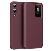 Husa pentru  Samsung Galaxy S25 Edge Smart Window View Tip Carte – Design Premium, Vizualizare Inteligenta, Protectie 360°, Card Slot, Textura Mata Eleganta - Bordeaux