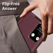 Husa pentru  Samsung Galaxy S25 Ultra Smart Window View Tip Carte – Design Premium, Vizualizare Inteligenta, Protectie 360°, Card Slot, Textura Mata Eleganta - Bordeaux