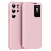 Husa pentru  Samsung Galaxy S25 Ultra Smart Window View Tip Carte – Design Premium, Vizualizare Inteligenta, Protectie 360°, Card Slot, Textura Mata Eleganta - Roz