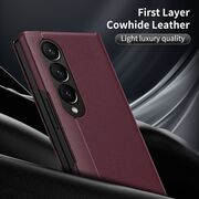 Husa pentru  Samsung Galaxy Z Fold 3 Smart Window View Tip Carte – Design Premium, Vizualizare Inteligenta, Protectie 360°, Card Slot, Textura Mata Eleganta - Bordeaux