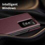 Husa pentru  Samsung Galaxy Z Fold 3 Smart Window View Tip Carte – Design Premium, Vizualizare Inteligenta, Protectie 360°, Card Slot, Textura Mata Eleganta - Bordeaux