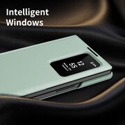 Husa pentru  Samsung Galaxy Z Fold 3 Smart Window View Tip Carte – Design Premium, Vizualizare Inteligenta, Protectie 360°, Card Slot, Textura Mata Eleganta - Verde