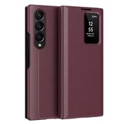 Husa pentru  Samsung Galaxy Z Fold 4 Smart Window View Tip Carte – Design Premium, Vizualizare Inteligenta, Protectie 360°, Card Slot, Textura Mata Eleganta - Bordeaux