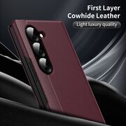 Husa pentru  Samsung Galaxy Z Fold 6 Smart Window View Tip Carte – Design Premium, Vizualizare Inteligenta, Protectie 360°, Card Slot, Textura Mata Eleganta - Bordeaux