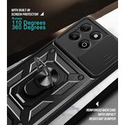 Husa pentru  Honor X6c Ring Armor Kickstand Tough Rugged Cover cu protectie camera, Negru