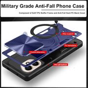 Husa pentru  Honor 400 cu protecție pentru cameră și suport magnetic integrat Ring Shockproof, Albastru