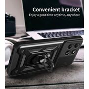 Husa pentru  Honor X6c Ring Armor Kickstand Tough Rugged Cover cu protectie camera, Negru
