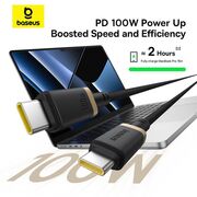 Cablu de Date USB-C, 100W, 2m - Baseus Dura - Gold / Black