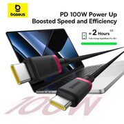 Cablu de Date USB-C, 100W, 2m - Baseus Dura - Red / Black